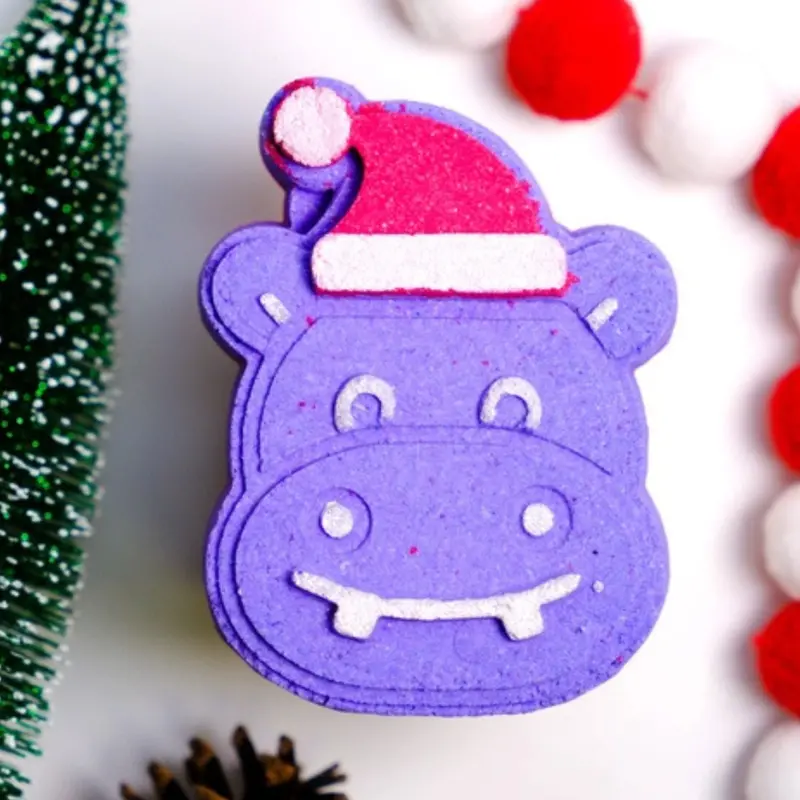 Hippo-Shaped Christmas Bath Bomb 1