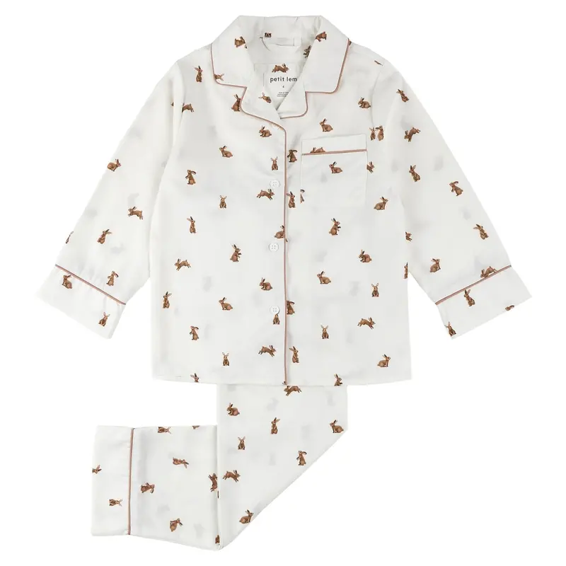 Hoppy Bunny Poplin Pajama Set 1