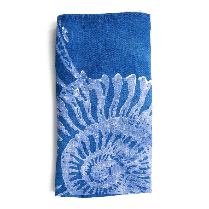 Indigo Shell Pattern Linen Napkin – 18 Inch Square 1