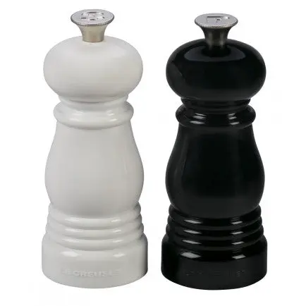 Le Creuset Black And White Adjustable Salt And Pepper Mill Set 1