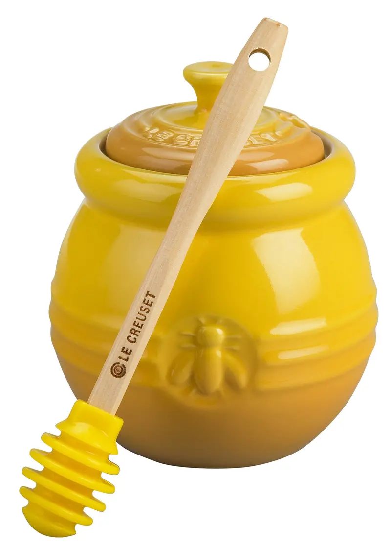 Le Creuset Ceramic Honey Pot With Matching Dipper 1