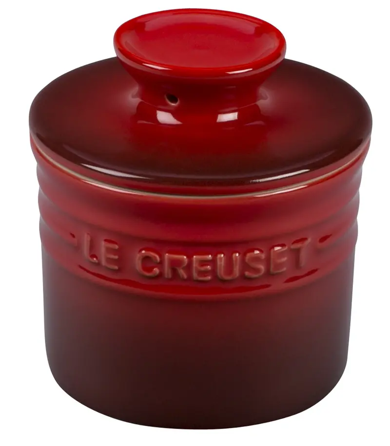 Le Creuset Cherry Red Butter Crock – Vibrant Enamel Stoneware Keeper 1