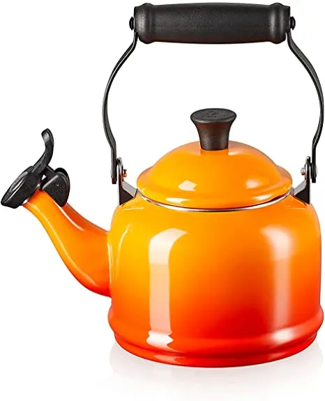 Le Creuset Demi Kettle – 1.25 Qt, Flame Red Stainless Steel Stovetop Kettle 1