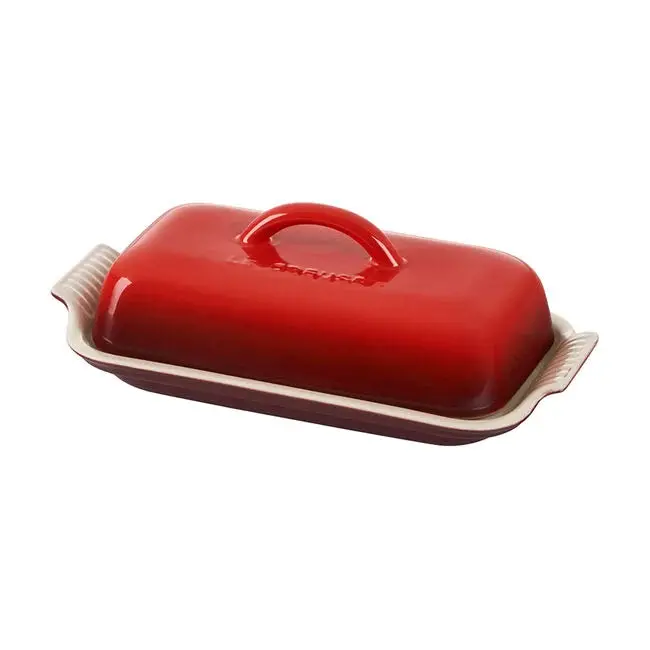 Le Creuset Heritage Butter Dish In Cerise Red 1