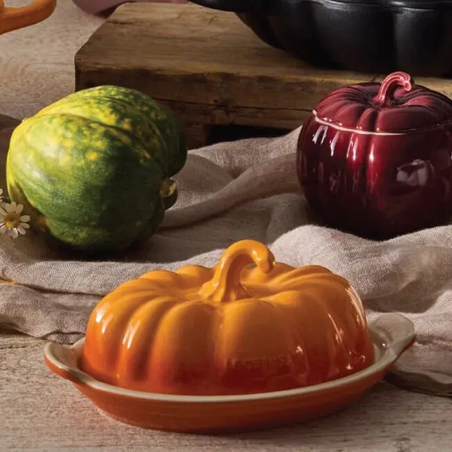 Le Creuset Persimmon Pumpkin Butter Dish – Elegant Enamel Stoneware 1