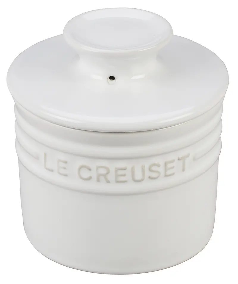 Le Creuset White Butter Crock – Traditional Ceramic Butter Storage Jar 1