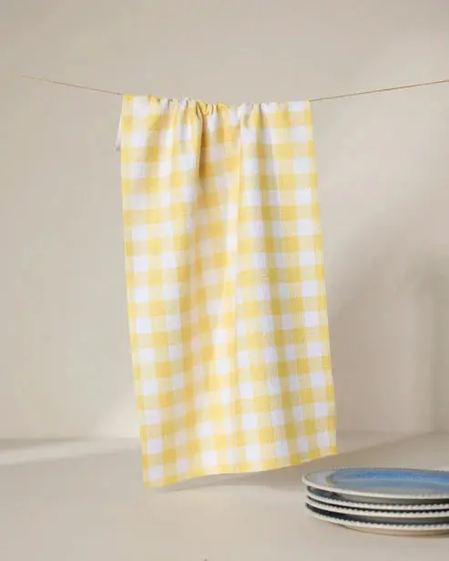 Lemon Checkered Geometric Kitchen Towel 1