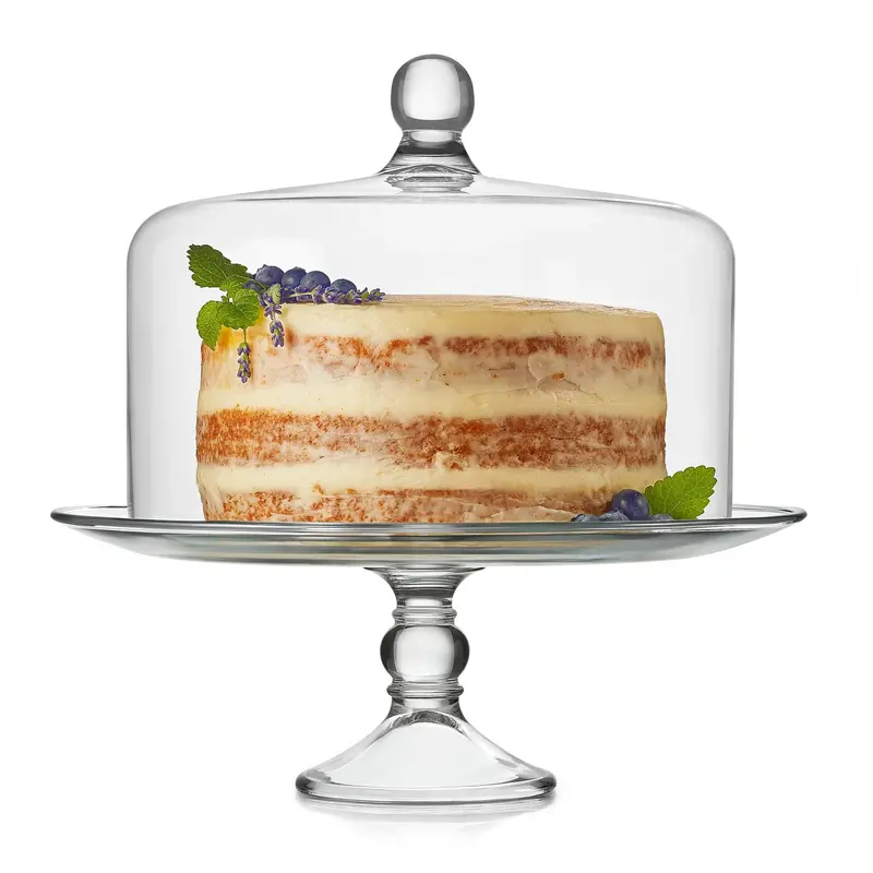 Libbey Selene Glass Cake Stand With Clear Dome Lid – Elegant Dessert Display 1