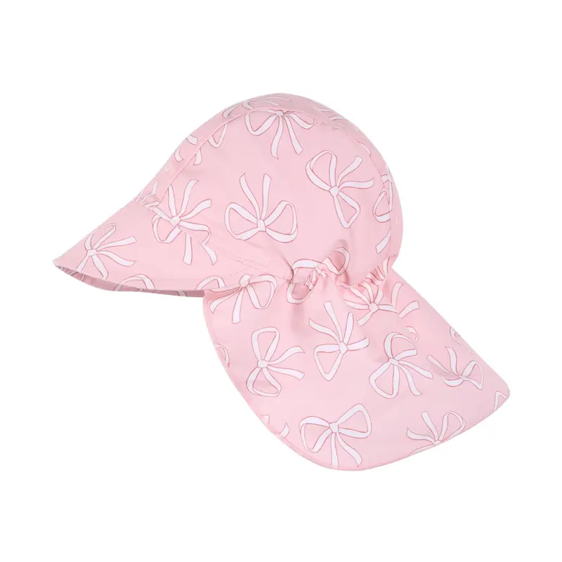 Light Pink Flap Hat With Bow Print Accent 1