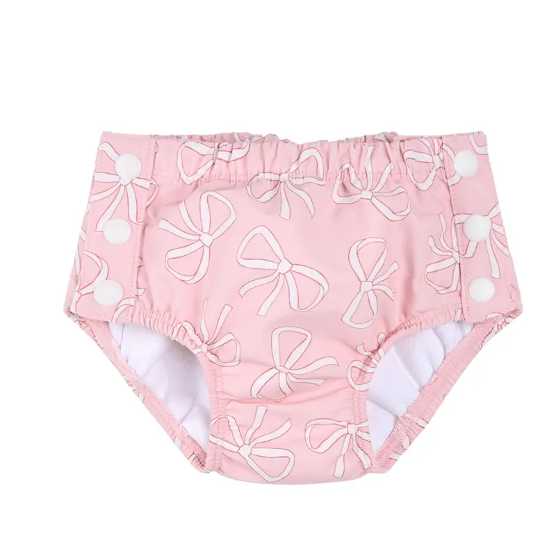 Light Pink Swim Diaper With Bow Pattern 1