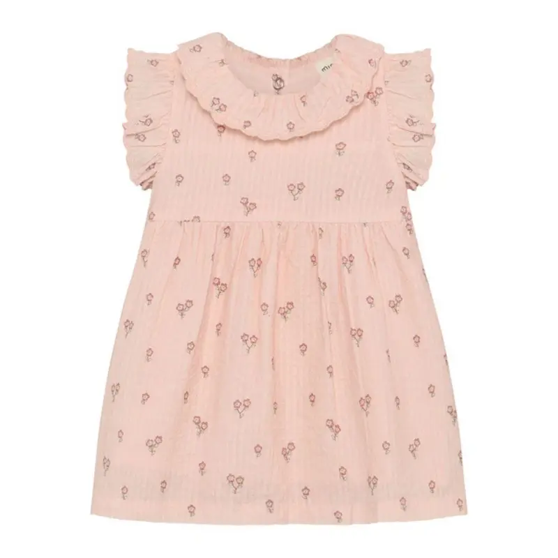 Lightweight Muslin Peach Flower Dress For Infants 1