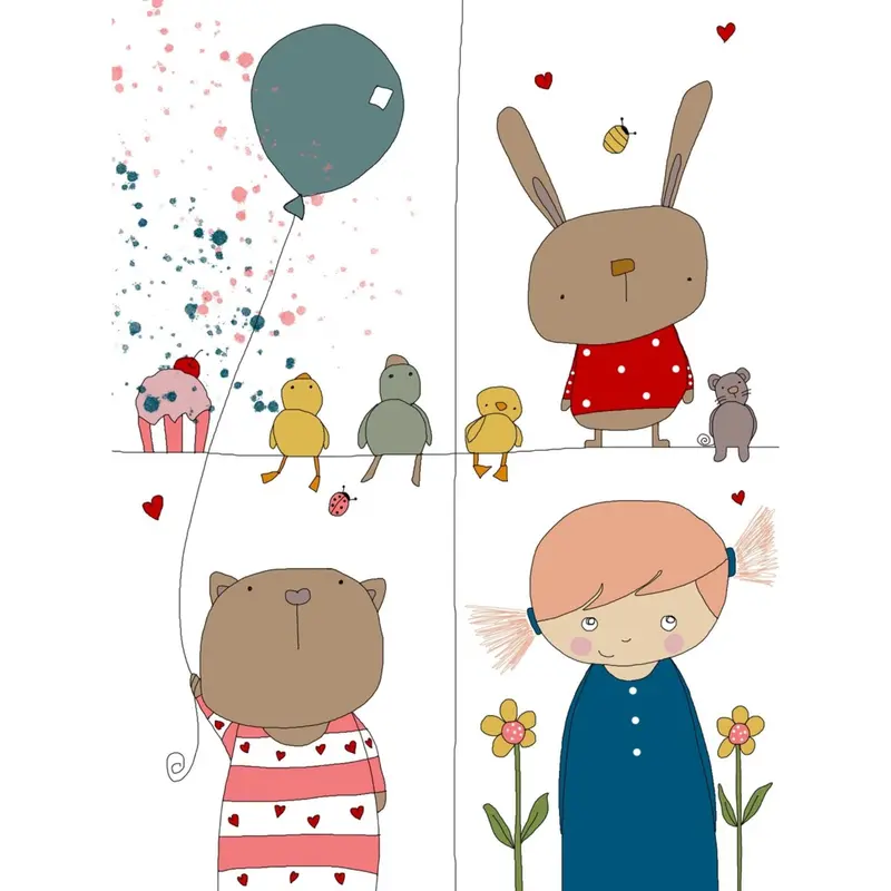 Little Girl Birthday Card – Sweet & Thoughtfully Illustrated 1