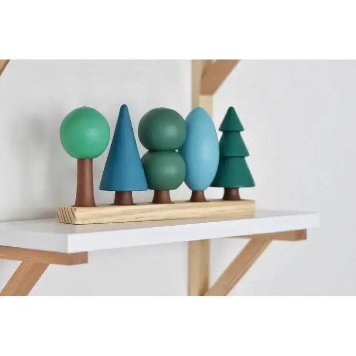 L+Wood Set Of 5 Wooden Woodland Trees With Stands 1