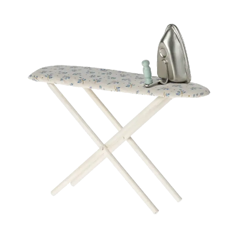 Maileg Blue Floral Iron And Ironing Board Set 1
