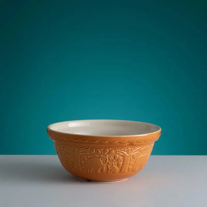 Mason Cash Forest Collection Embossed Mixing Bowl – 2.15 Qt, Ochre Bear Design 1
