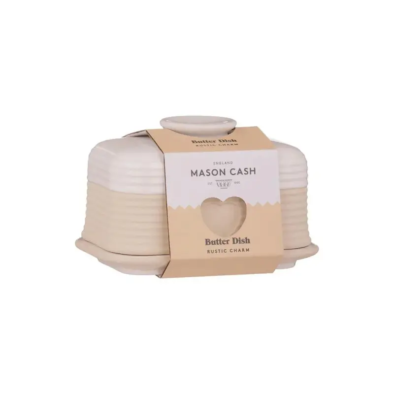 Mason Cash Rustic Charm Butter Dish With Lid – Handcrafted Ceramic 1