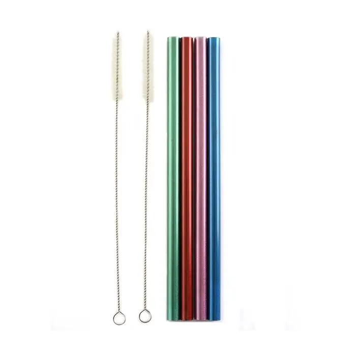 Metallic Finish Stainless Steel Straws (4-Pack) With 2 Cleaners – Norpro Premium Set 1