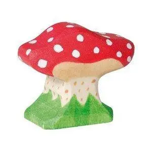 Mini Toadstool Decorative Figurine – Natural Wood-Look Accent 1