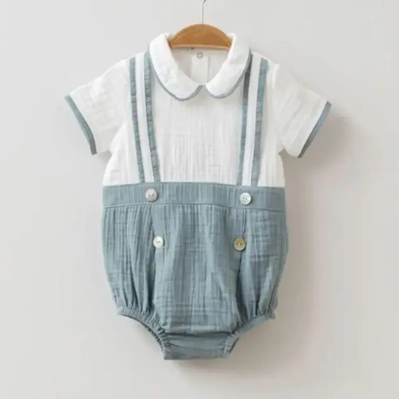 Mint-Green Organic Muslin Romper For Everyday Wear 1