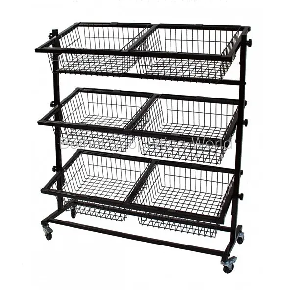 Mobile Multi-Basket Display Rack With Locking Casters – Hbr-3059 1