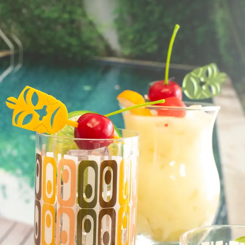 Mod Lounge Tiki Mask Acrylic Cocktail Picks – 12-Piece Mid-Century Set 1