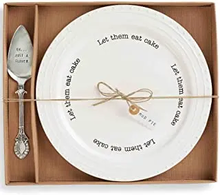 Mud Pie 'Let Them Eat Cake' Ceramic Cake Plate Set 1