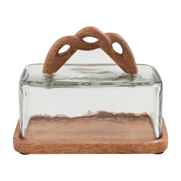 Mudpie Braided Handle Butter Dish – Textured Stoneware Butter Storage 1