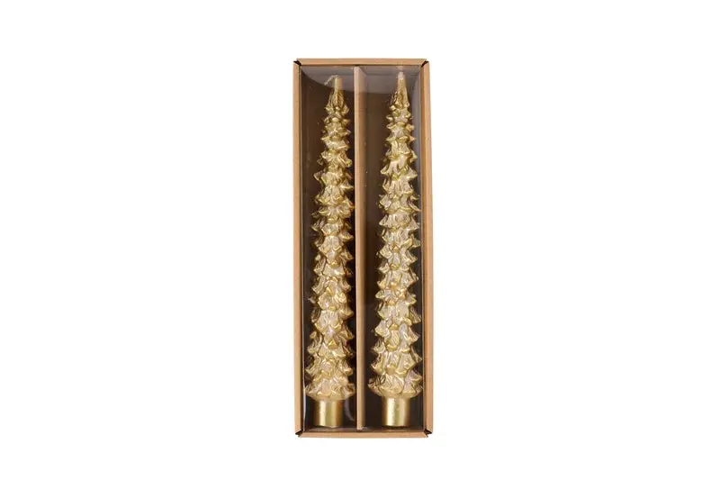 Mudpie Gold Christmas Tree–Shaped Taper Candles – 2-Pack 1