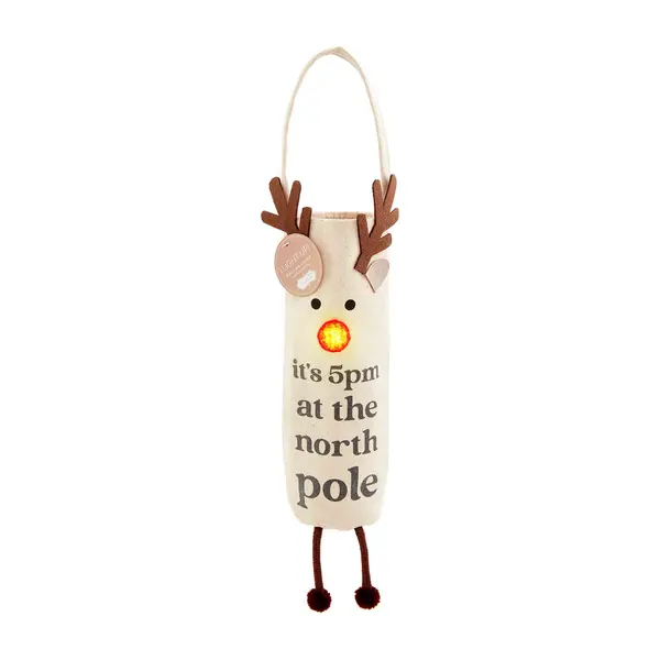 Mudpie Light-Up Reindeer Christmas Wine Bag 1