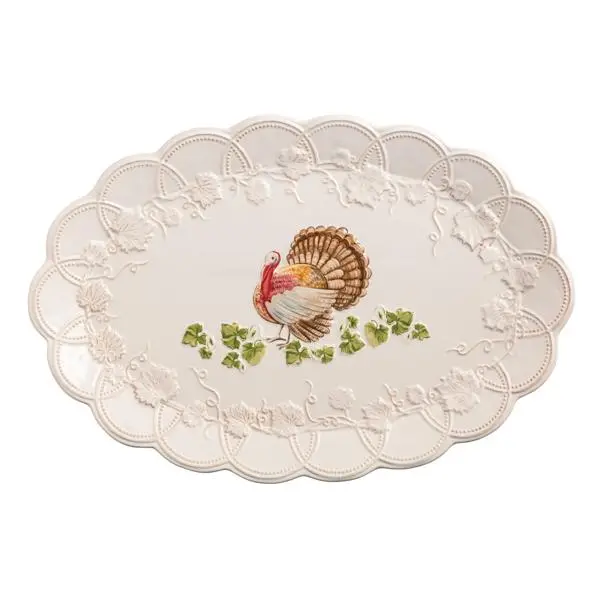 Mudpie Stoneware Thanksgiving Turkey Platter 1