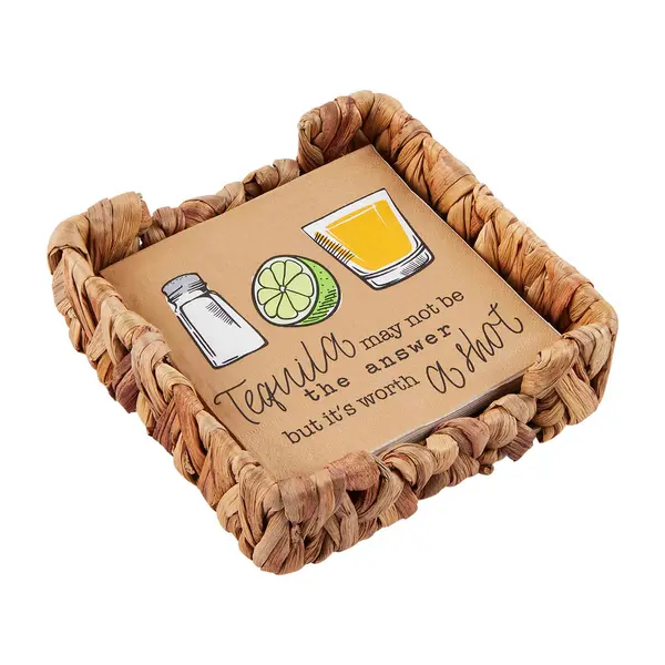 Mudpie Tequila-Themed Napkin Basket Set 1