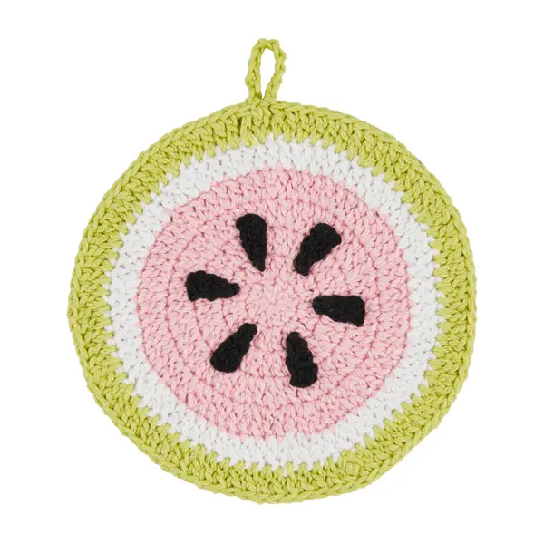 Mudpie Watermelon-Shaped Crochet Trivet 1