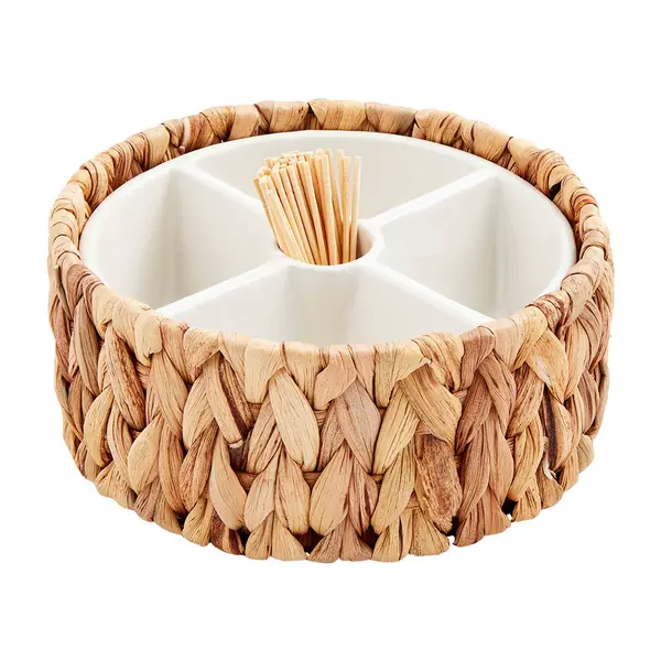 Mudpie Woven Bamboo Toothpick Holder Server 1