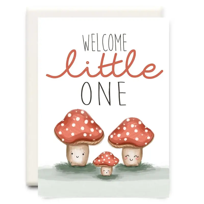 Mushroom Family Welcome Card For Newborns 1