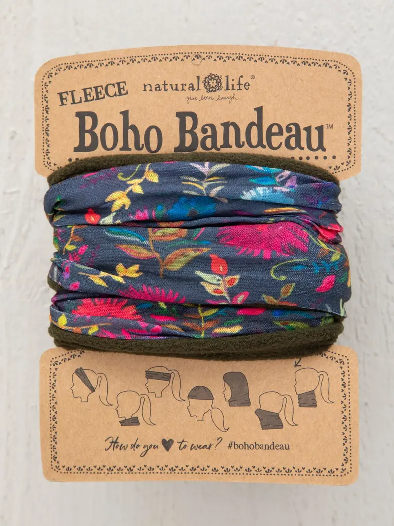 Natural Life Fleece-Lined Navy Wildflower Bandeau – Cozy Winter Headband 1