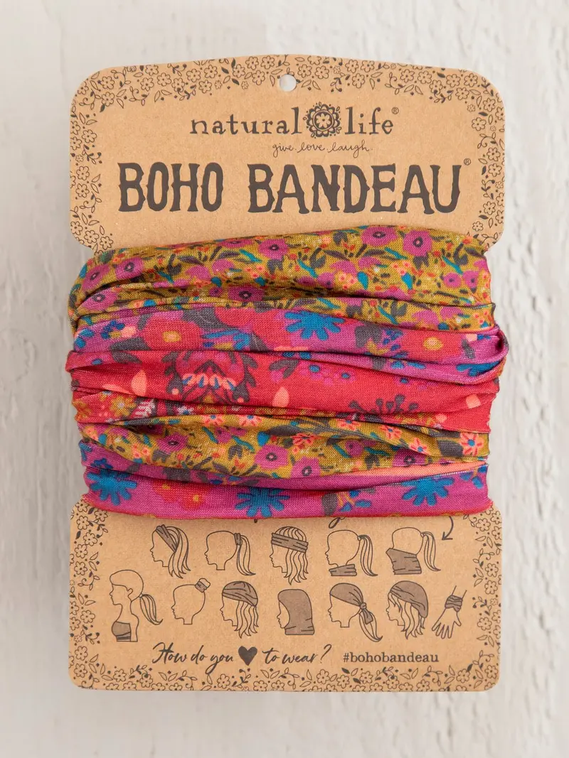 Natural Life Scarlet Floral-Border Boho Bandeau – Vibrant Printed Headband 1