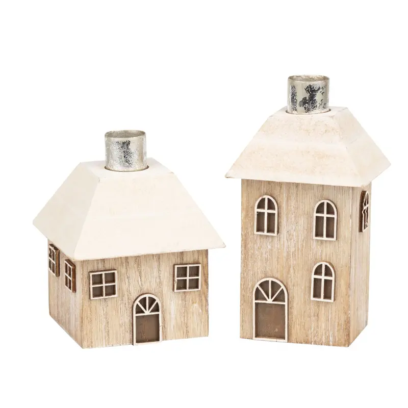 Nordic-Style Wooden House Candle Holder 1