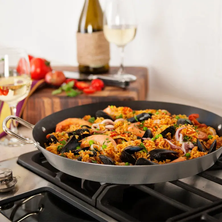 Nordic Ware Authentic Paella Pan – Wide, Shallow Stainless Steel Cooking Surface 1