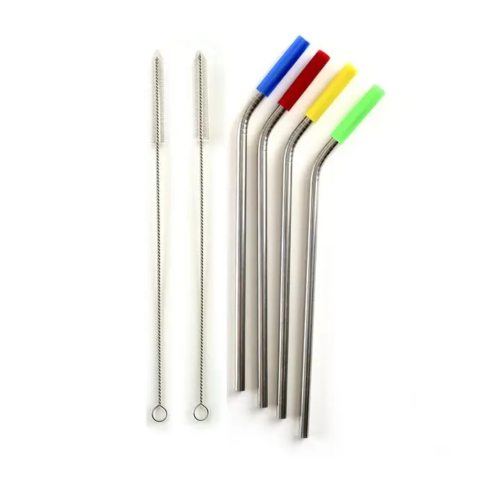Norpro 4-Pack Stainless Steel Straws With Soft Silicone Tips 1
