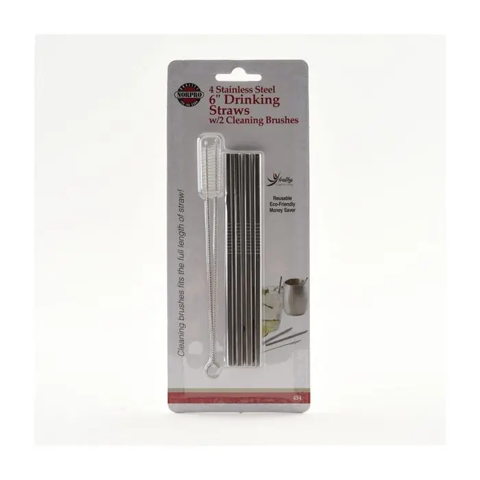 Norpro 6-Inch Stainless Steel Reusable Drinking Straws (4-Pack) 1