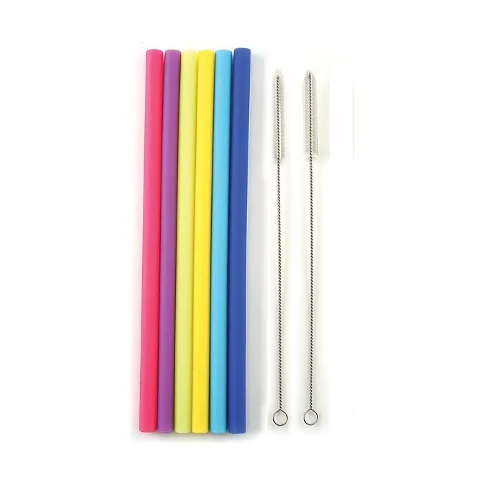 Norpro Jumbo Straight Silicone Straws – 6-Pack With Dual Cleaning Brushes 1