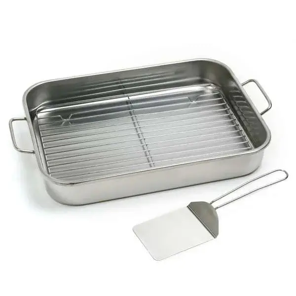 Norpro Stainless Steel Roasting Pan Set – Heavy-Duty Baking & Roasting Kit 1