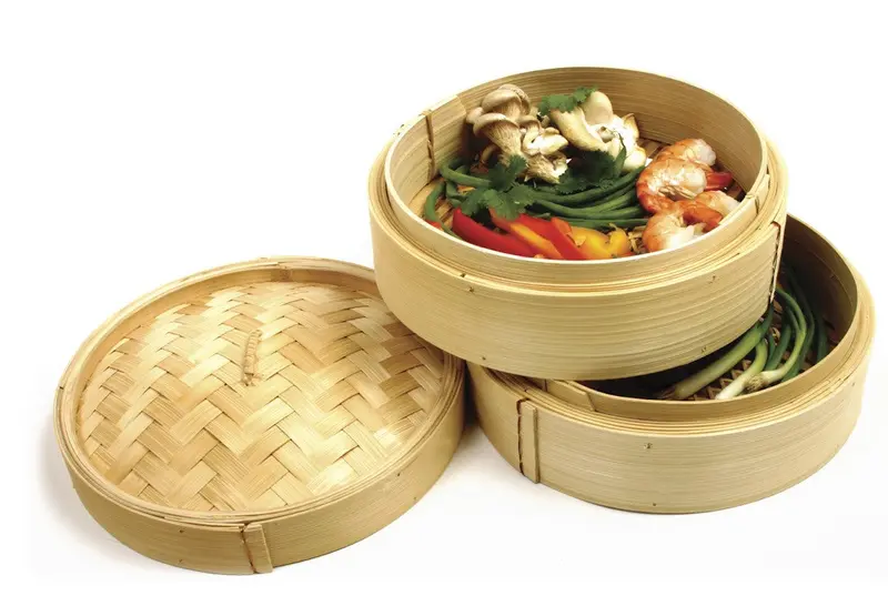 Norpro Two-Tier Bamboo Steamer With Bamboo Lid 1