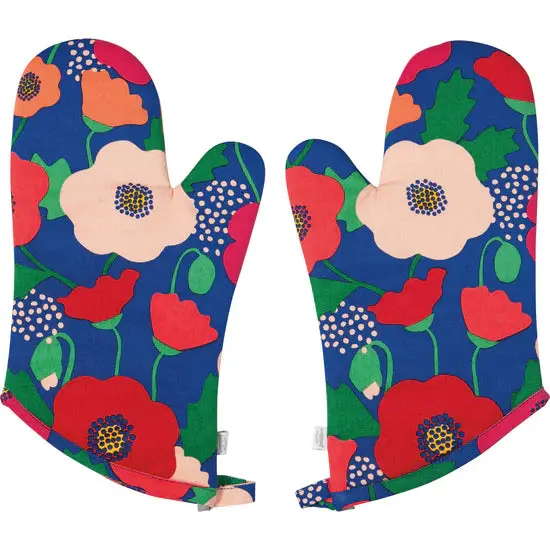 Now Designs Poppy-Print Oven Mitts (Set Of 2) 1