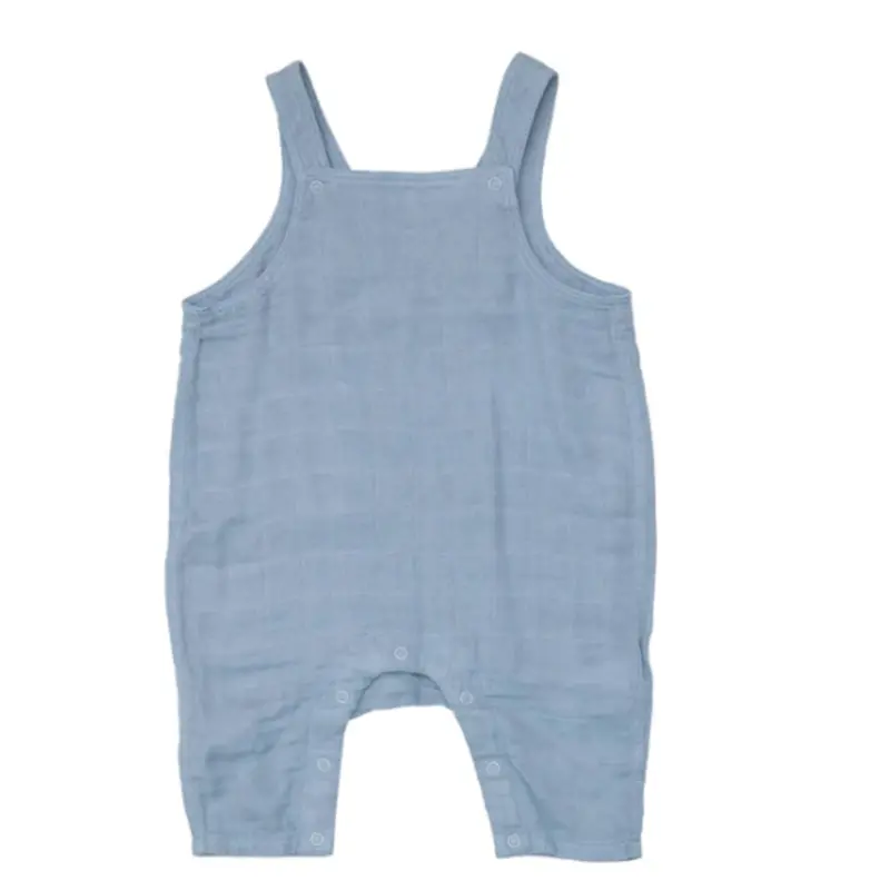 Ocean-Blue Organic Muslin Overalls For Infants 1