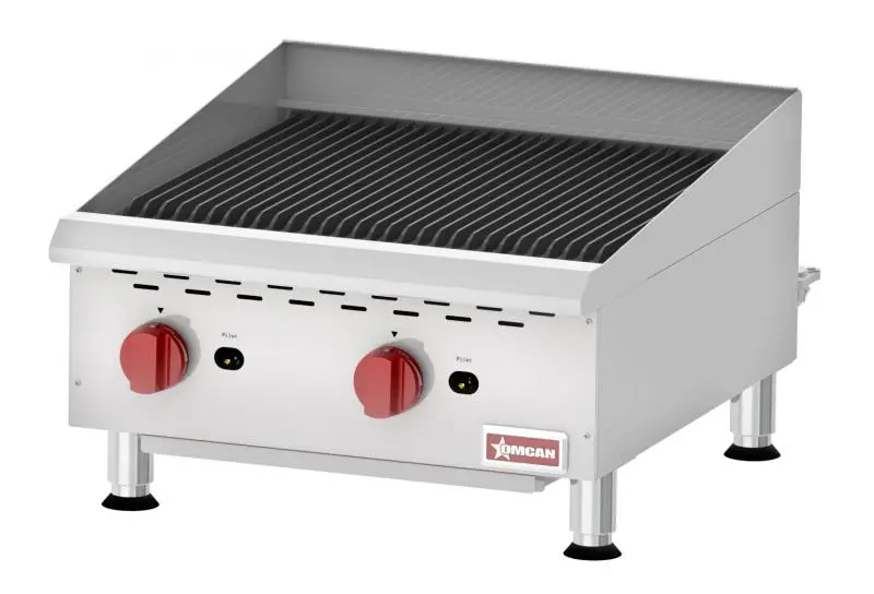 Omcan 24-Inch Dual-Burner Radiant Gas Charbroiler – 80,000 Btu Elite Countertop Model 1