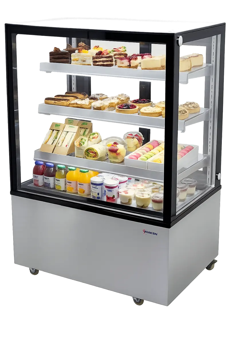 Omcan 36-Inch Square Floor-Mount Refrigerated Display Case – 13.77 Cu. Ft., Model 44382 1