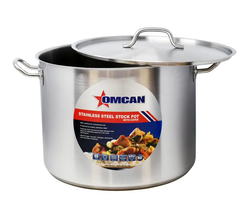 Omcan 40-Quart Stainless Steel Stock Pot With Lid (Model 80443) 1