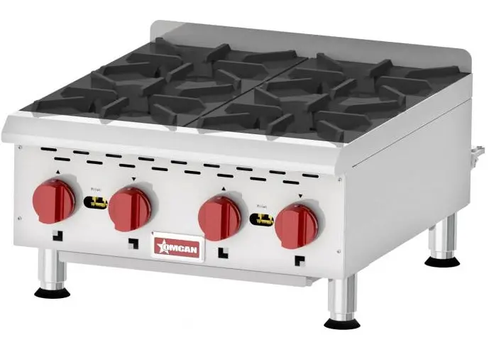 Omcan 43734 Four-Burner Countertop Gas Hot Plate – Stainless Steel Construction 1