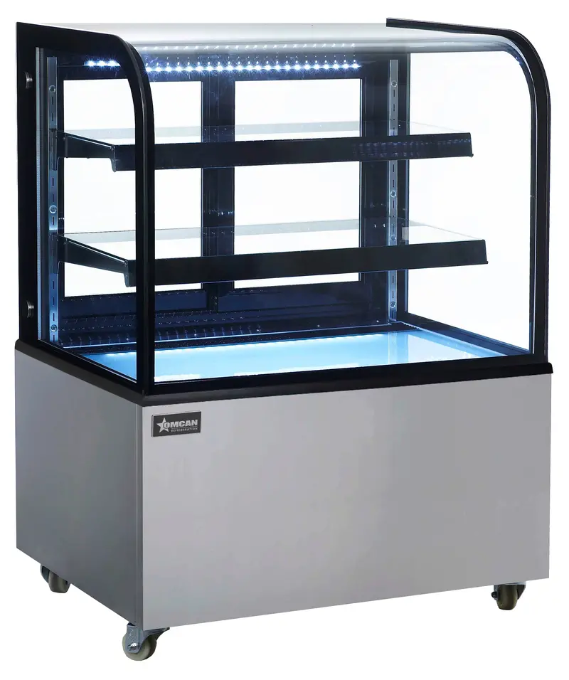 Omcan 47102 36-Inch Non-Cooled Bakery Showcase – Dual-Shelf, 10.4 Cu Ft (295 L) 1